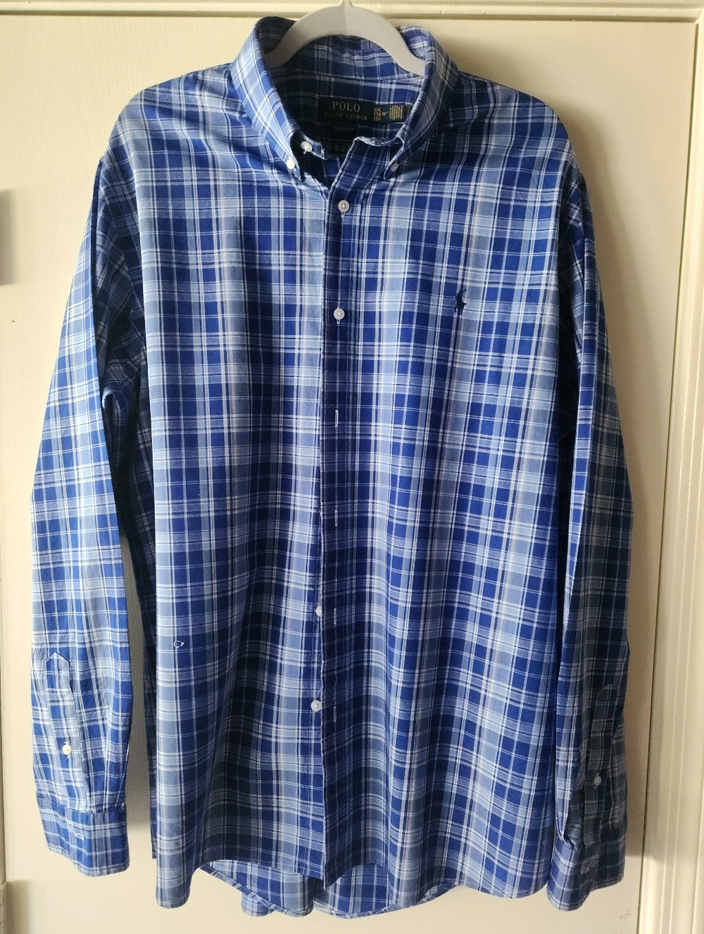 Polo Ralph Lauren Blue Plaid Button Down Shirt Men's Size XXLarge EUC $38